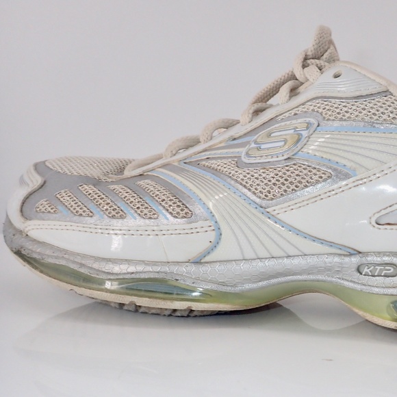 Skechers Shape Ups Toners Women's White Blue Silver Toning Athletic Shoes Sz 7 - Picture 10 of 12